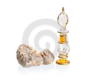 Ambergris, ambre gris, ambergrease or grey amber. Isolated on white background