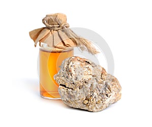Ambergris, ambre gris, ambergrease or grey amber.  on white background