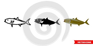 Amberjack fish icon of 3 types color, black and white, outline. Isolated vector sign symbol.