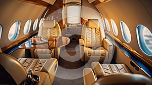 ambiance blurred private jet interior