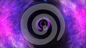 Ambient Glow Purple Dark Tech Hole Tunnel 3D Illustration Vj Loop. 4K Loop Animation of moving through a magical cyberspace space.