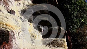 Ambient hypnotic motion of the powerful cascading water of Popokvil Waterfall