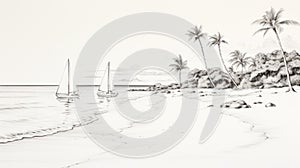 Ambient Occlusion: Man Walking Up Beach With Sailboats