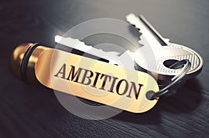 Ambition Concept. Keys with Golden Keyring