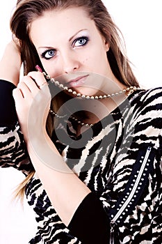 Ambition and greed in fashion woman with jewelry