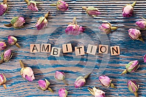 Ambition on wooden cube
