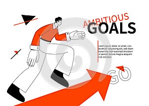 Ambitious goals - modern colorful line design style web banner