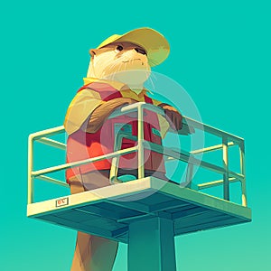 Ambitious Otter Lifeguard on Duty