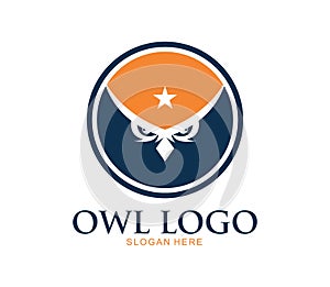 ambitious sharp vision eyes owl bird vector logo design