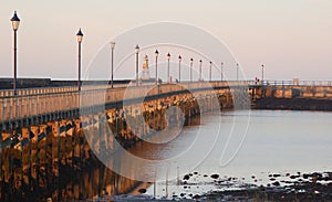 Amble harbour at sunset