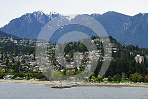 Ambleside Beach and Park Royal, West Vancouver, BC - view from water