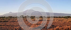 Amboseli national park panorama with mount Kilimanjaro