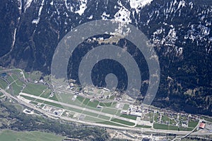 Ambri airport aerial, Switzerland