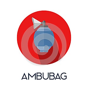 Ambu bag Resuscitator long shadow flat style medic icon illustration