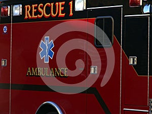 Close Cropped Red Rescue Ambulance 2