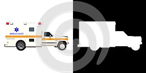 Ambulance 2- Lateral view white background alpha png 3D Rendering Ilustracion 3D