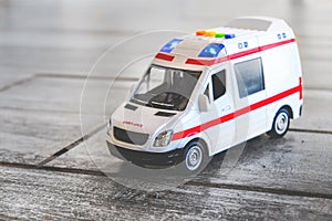 Ambulance background toy medical health care vehicle sirens blue lights