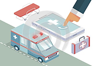 Ambulance Call Isometric Background