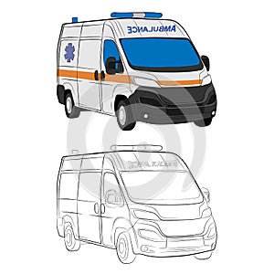 Ambulance car drawing illustration