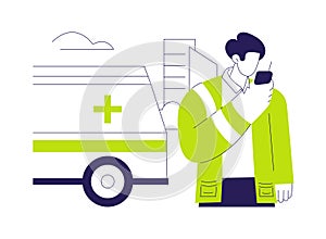 Ambulance car driver abstract concept vector illustration.