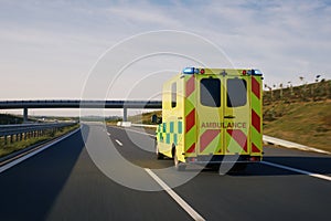 Ambulance car of emergency medical service on highway