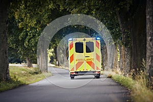 Ambulance car of emergency medical service on road