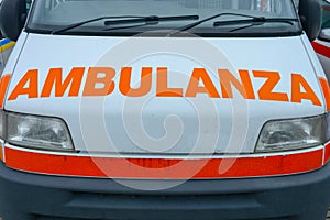 An ambulance car. Emergency rescue vehicle ready to drive for sick patients
