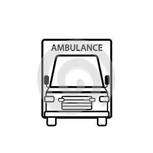 Ambulance car front view outline icon