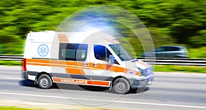 Ambulance car going very fast