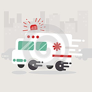 Ambulance car hurry to go. Medical illustration.