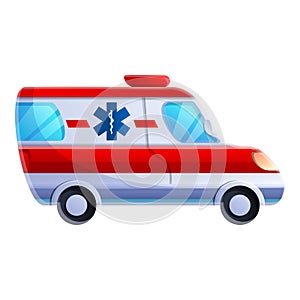Ambulance car icon, cartoon style
