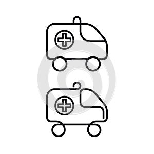 Ambulance Car Outline Icon Set