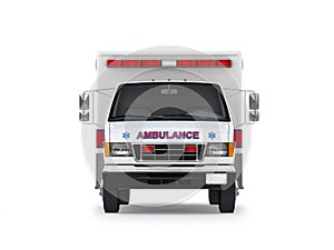 Ambulance Car on White Background. Front View