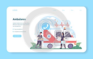 Ambulance doctors web banner or landing page. Emergency doctor in the uniform.