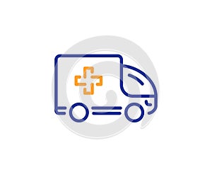 Ambulance emergency car line icon. Hospital transportation vehicle sign. Vector