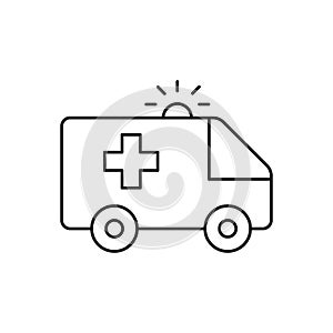 Ambulance emergency transport vehicle line icon