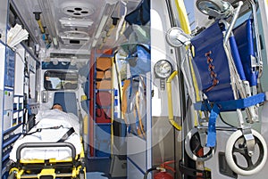 Ambulance equipment in emergency vehicle