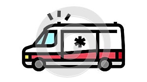 ambulance first aid color icon animation