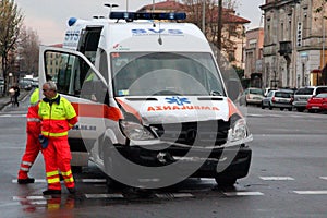 Ambulance head-on collision