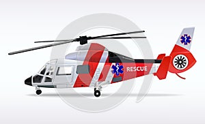 Ambulance helicopter. Medical sanitary aviation. Transport air rescue service. Vector illustration.