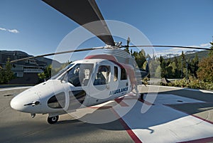 Ambulance Helicopter in mountains