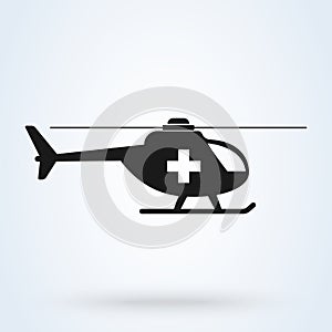 Ambulance helicopter Simple vector modern icon design illustration