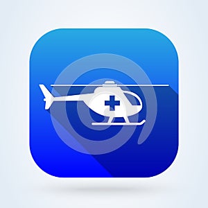 Ambulance helicopter Simple vector modern icon design illustration