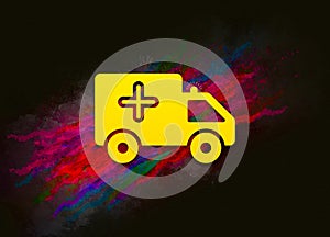 Ambulance icon colorful paint abstract background brush strokes illustration design