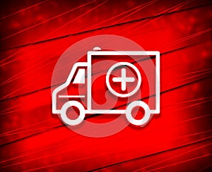 Ambulance icon shiny line red background illustration