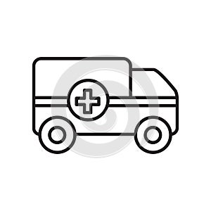 Ambulance icon vector isolated on white background, Ambulance sign , sign and symbols in thin linear outline style