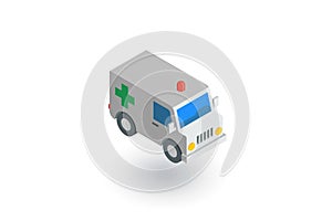 Ambulance, medical car isometric flat icon. 3d vector