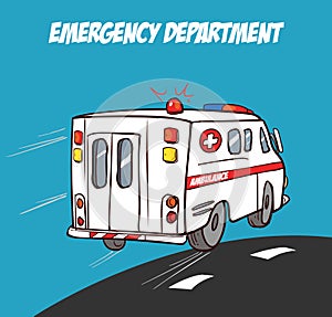 Ambulance in motion driving down the road