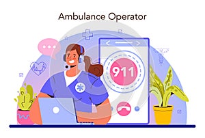 Ambulance operator. Medical call center operator. Paramedics urgent care.