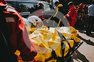Ambulance paramedics saving patients life professional doctors helping people medics transportation to hospital danger